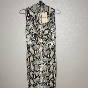 Roberto Cavalli Black and Cream Snake Print Dress Women’s size 44